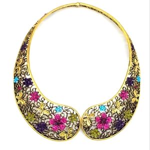 Beautiful clamper rhinestone Necklace with Floral and Butterflies